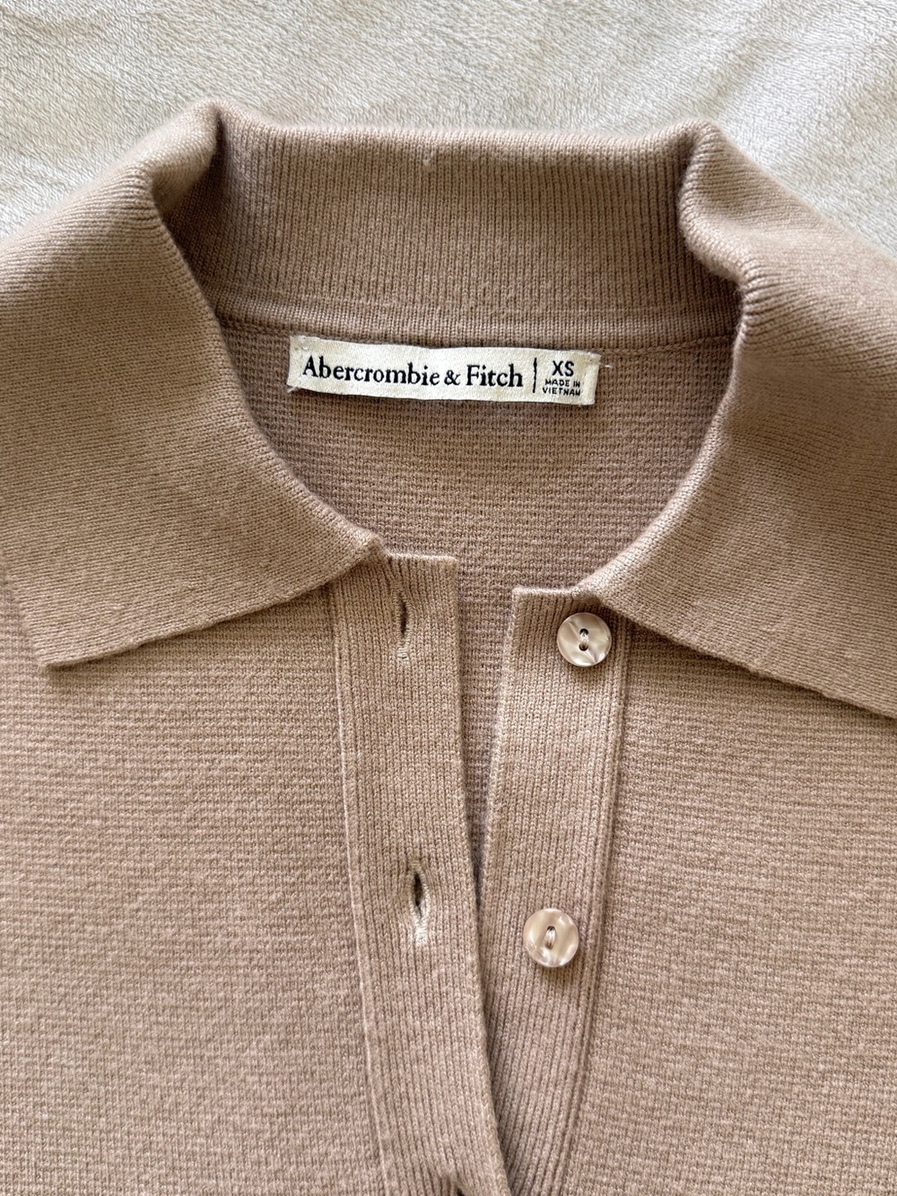Abercrombie & Fitch Taupe Knit Polo Shirt - Picture 2 of 6